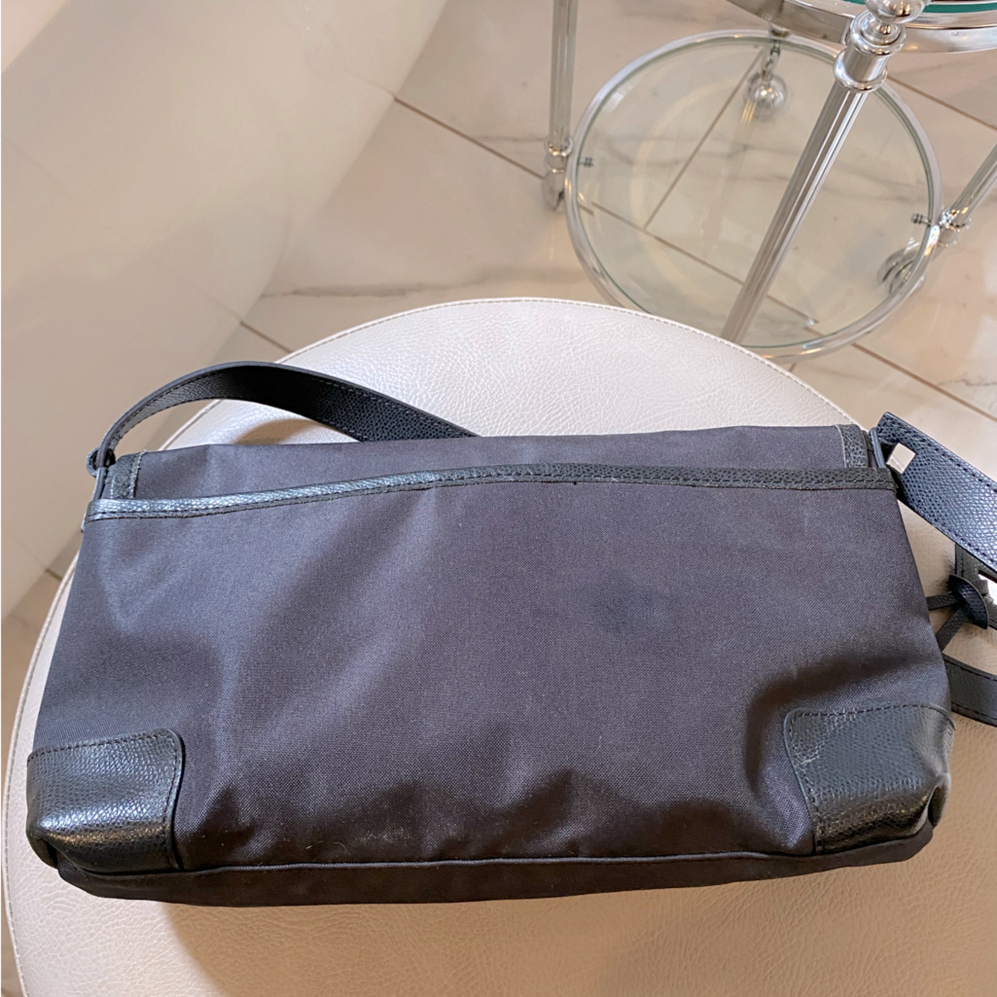 Le Tanneur 1898 Paris Black Shoulder Hobo Bag Leather And Nylon — image 4 of 8